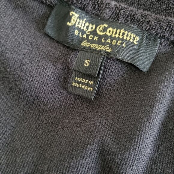 Vtg Juicy Couture SIZE S Black Stretch Knit Terry Cloth Shift Dress Sleeveless - Picture 9 of 13